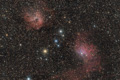 IC405 i IC410. Estel flamejant i Nebulosa dels Capgrossos